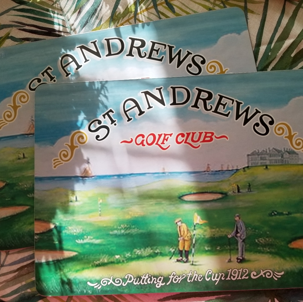 Rare Navika St. Andrews Golf Club Placemats - Set of 2, 15.75" x 11.5"